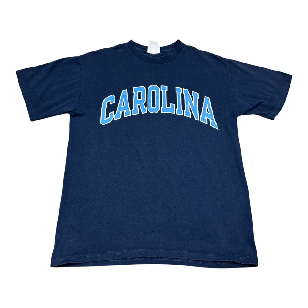 Vintage 2000s Champion Navy Blue Carolina UNC Spell Out Shirt Men's Medium - Picture 1 of 7